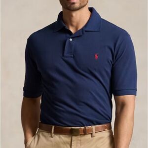 Polo Ralph Lauren Mesh Polo Shirt Size 2XL Navy Red Pony Big & Tall 100% Cotton